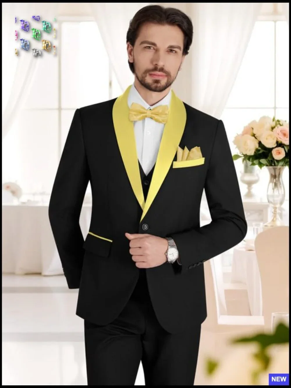 Slim Fit Shawl Lapel Tuxedo Suit Set Formal Elegant Wedding Prom Dinner